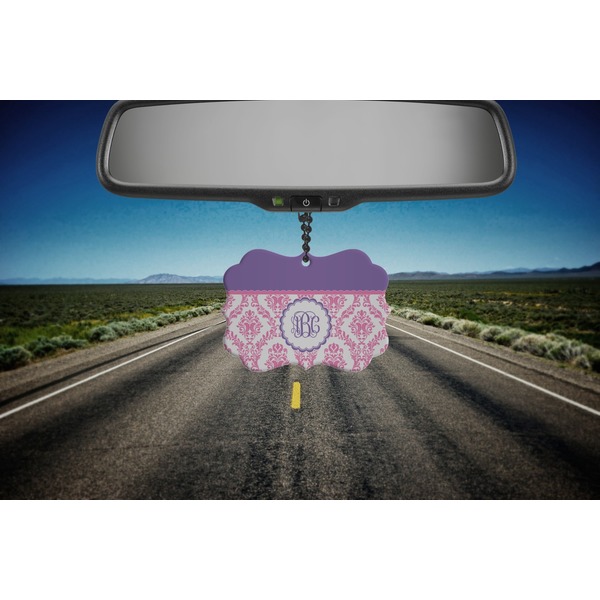 Pink, White & Purple Damask Car Ornament (Road)
