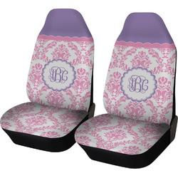 Pink, White & Purple Damask Car Seat Covers (Set of Two) (Personalized)