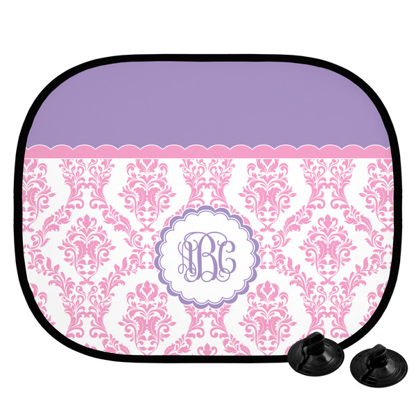 Custom Pink, White & Purple Damask Car Side Window Sun Shade (Personalized)