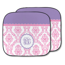 Pink, White & Purple Damask Car Sun Shade - Two Piece (Personalized)