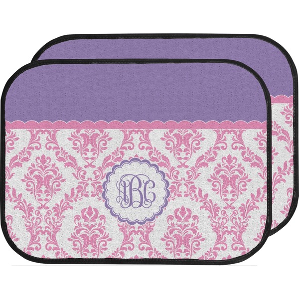 Pink, White & Purple Damask Custom Car Floor Mats Set (2Front & 2Back)