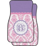 Pink, White & Purple Damask Car Floor Mats (Front Seat) (Personalized)