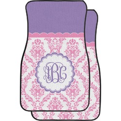 Pink, White & Purple Damask Car Floor Mats (Front Seat) (Personalized)