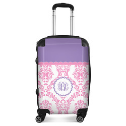 Pink, White & Purple Damask Suitcase - 20" Carry On (Personalized)