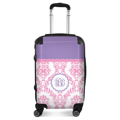 Checked 24Medium Pink & Purple Damask Suitcase Personalized 