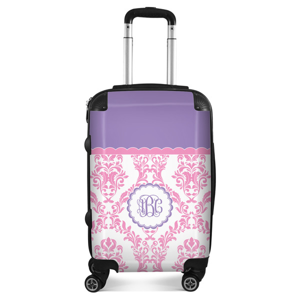 Custom Pink, White & Purple Damask Suitcase (Personalized)