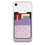 Pink, White & Purple Damask 2-in-1 Cell Phone Credit Card Holder & Screen Cleaner (Personalized)
