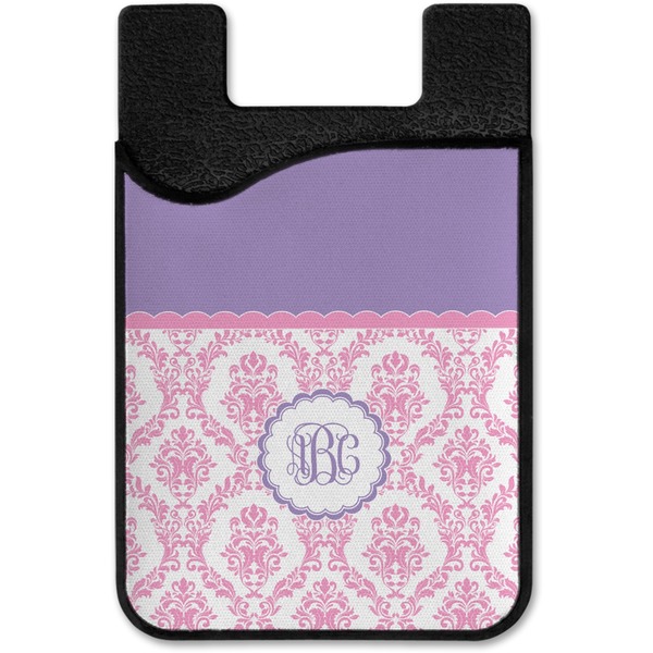 Pink, White & Purple Damask Cell Phone Credit Card Holder