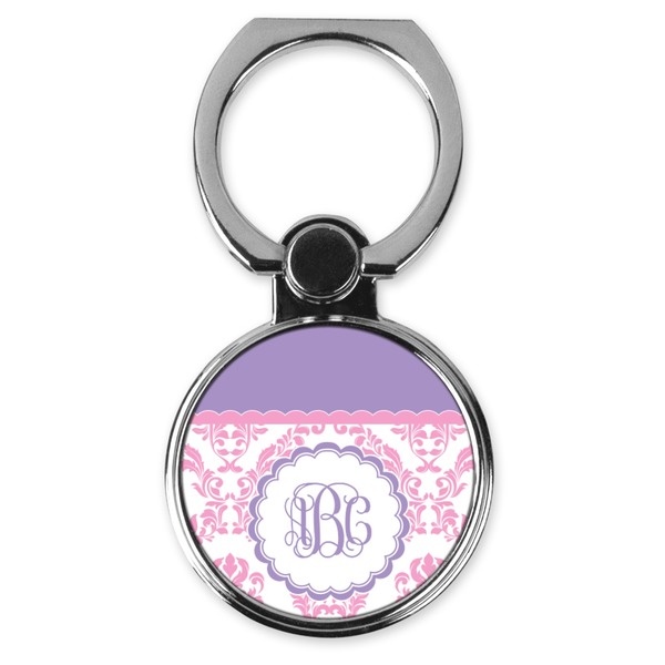 Custom Pink, White & Purple Damask Cell Phone Ring Stand & Holder (Personalized)