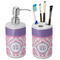Pink, White & Purple Damask Ceramic Bathroom Accessories