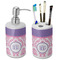 Pink, White & Purple Damask Ceramic Bathroom Accessories Set (Personalized)