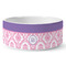 Pink, White & Purple Damask Ceramic Dog Bowl - Medium - Front