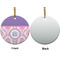 Pink, White & Purple Damask Ceramic Flat Ornament - Circle Front & Back (APPROVAL)