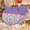 Pink, White & Purple Damask Ceramic Ornament w/ Monogram