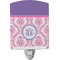 Pink, White & Purple Damask Ceramic Night Light (Personalized)