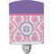 Pink, White & Purple Damask Ceramic Night Light w/ Monogram