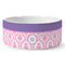 Pink, White & Purple Damask Ceramic Dog Bowl (Large)
