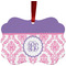 Pink, White & Purple Damask Christmas Ornament (Front View)