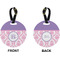 Pink, White & Purple Damask Circle Luggage Tag (Front + Back)