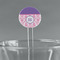 Pink, White & Purple Damask 7" Round Plastic Stir Sticks - Clear (Personalized)