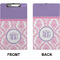 Pink, White & Purple Damask Clipboard (Legal) (Front + Back)