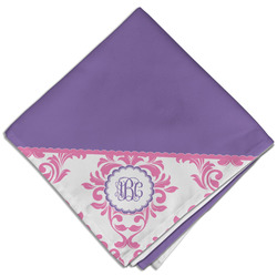 Pink, White & Purple Damask Cloth Dinner Napkin - Single w/ Monogram