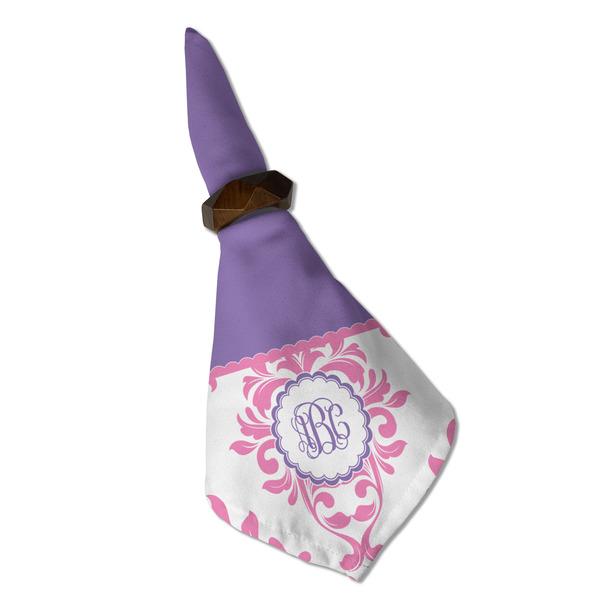 Pink, White & Purple Damask Cloth Napkins - Personalized Dinner (Folded in Ring) (MAIN)