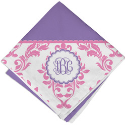 Pink, White & Purple Damask Cloth Cocktail Napkin - Single w/ Monogram