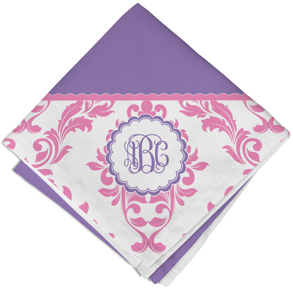 Pink, White & Purple Damask Cloth Napkins - Personalized Lunch (Folded Four Corners)