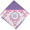 Pink, White & Purple Damask Cloth Cocktail Napkin - Single w/ Monogram
