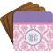 Pink, White & Purple Damask Coaster Set (Personalized)