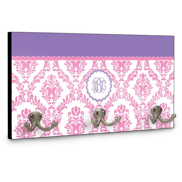 Pink, White & Purple Damask Coat Hanger Main