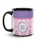 Pink, White & Purple Damask Coffee Mug - 11 oz - Black