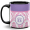 Pink, White & Purple Damask Coffee Mug - 11 oz - Full- Black