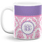 Pink, White & Purple Damask Coffee Mug - 11 oz - Full- White