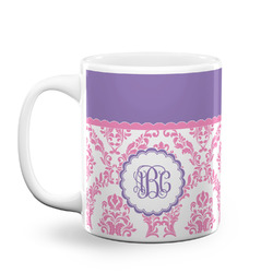 Pink, White & Purple Damask Coffee Mug (Personalized)