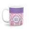 Pink, White & Purple Damask Coffee Mug - 11 oz - White