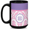 Pink, White & Purple Damask Coffee Mug - 15 oz - Black Full