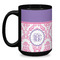 Pink, White & Purple Damask Coffee Mug - 15 oz - Black