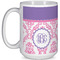 Pink, White & Purple Damask Coffee Mug - 15 oz - White Full