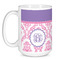 Pink, White & Purple Damask Coffee Mug - 15 oz - White