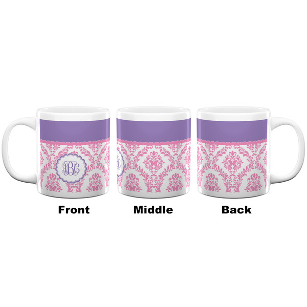 Pink, White & Purple Damask Coffee Mug - 20 oz - White APPROVAL