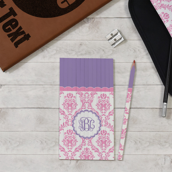 Pink, White & Purple Damask Colored Pencils - In Context