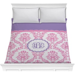 Pink, White & Purple Damask Comforter - Full / Queen (Personalized)