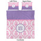 Pink, White & Purple Damask Comforter Set - Queen - Approval