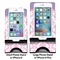 Pink, White & Purple Damask Compare Phone Stand Sizes - with iPhones