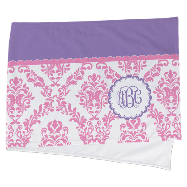Custom Pink, White & Purple Damask Cooling Towel (Personalized)