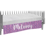 Pink, White & Purple Damask Crib Skirt (Personalized)