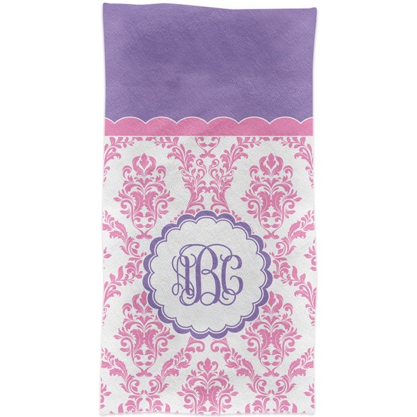 Pink, White & Purple Damask Crib Comforter/Quilt - Apvl