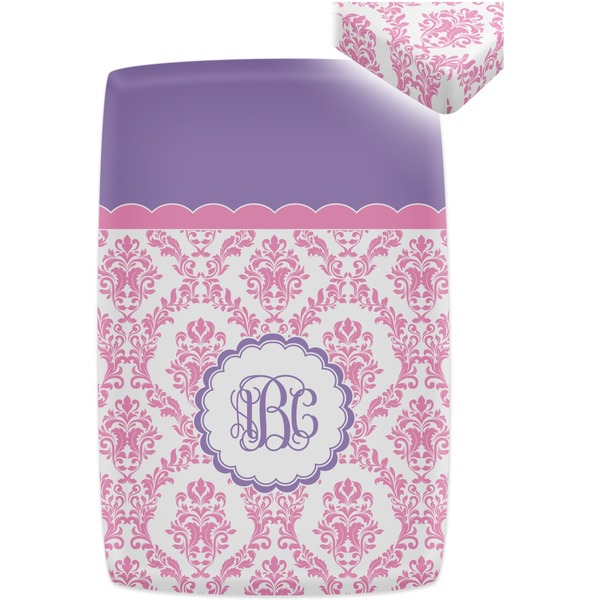 Pink, White & Purple Damask Crib Fitted Sheet - Apvl